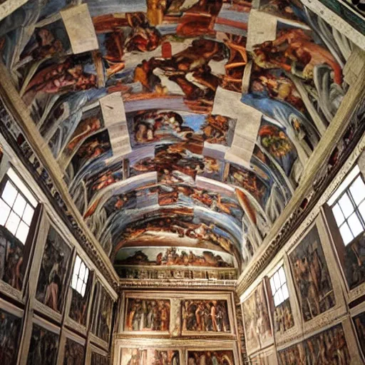 Image similar to the sistine chapel covered with images by dantes inferno