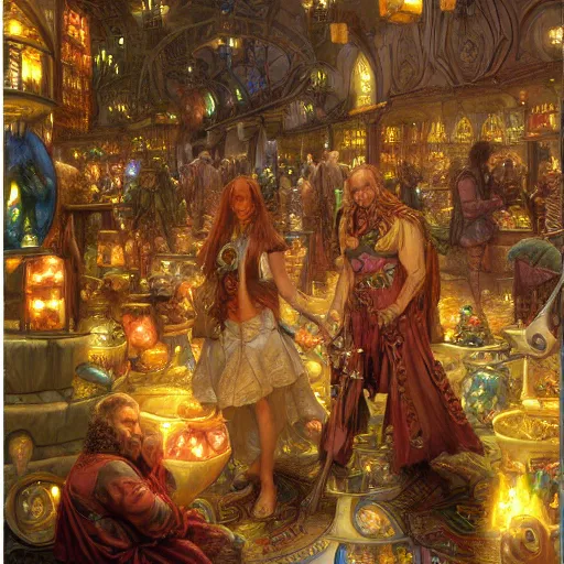 Image similar to The Grabd Bazaar, fantasy art by Donato Giancola and James Gurney, digital art, trending on artstation