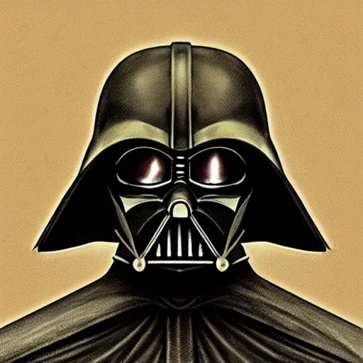 Prompt: heroic portrait character art for darth Vader, final fantasy tactics art, original character design, concept art, portrait of darth vader’s face, original character design for darth Vader from final fantasy tactics, colorized pencil sketch, sepia tone, 8k, 4k