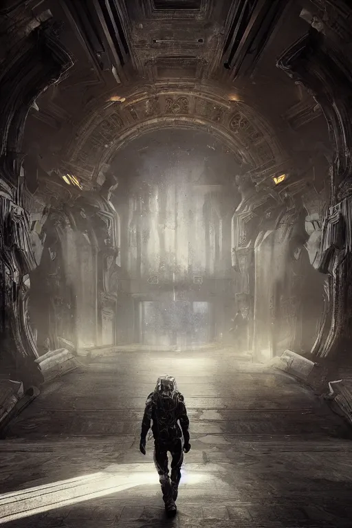 Image similar to Dubstep echoing through the halls of eternity, dramatic lighting, cinematic, establishing shot, extremely high detail, foto realistic, cinematic lighting, post processed, concept art, high details, cinematic, 8k resolution, beautiful detailed, photorealistic, digital painting, artstation, concept art, smooth, sharp focus, artstation trending, octane render, unreal engine