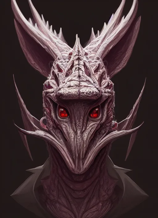 Prompt: anthropomorphic triangle brain in edgy darkiron terror bird demon, intricate, elegant, highly detailed animal monster, digital painting, artstation, concept art, smooth, sharp focus, illustration, art by artgerm, dwayne barlowe, trending on artstation and greg rutkowski and alphonse mucha, 8 k