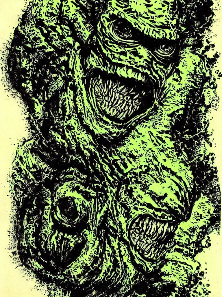 Image similar to the creature from the black lagoon painted by basil gogos, hyper detailed, ultra realistic, vintage, seventies, pulp style, saturated color