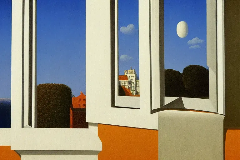 Image similar to the window by rene magritte, detailed painting, hd, hq, high resolution, high detail, 4 k, 8 k