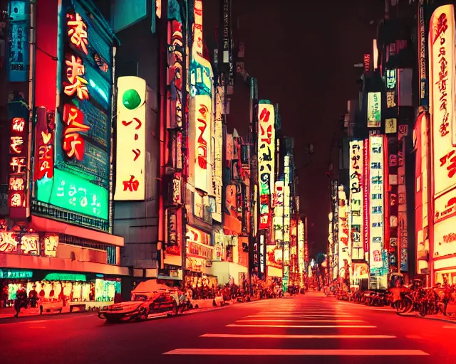 Prompt: futuristic tokyo crowded night street with neon signs by pixar, the animatrix, atmospheric, cinematic composition, 8 k, cinematic lighting, blade runner