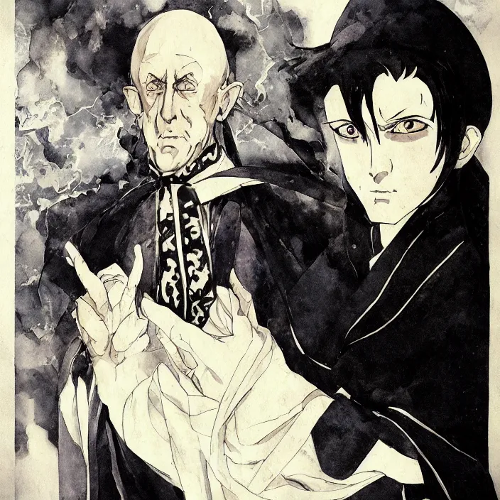 Prompt: portrait of aleister crowley, anime fantasy illustration by tomoyuki yamasaki, kyoto studio, madhouse, ufotable, trending on artstation