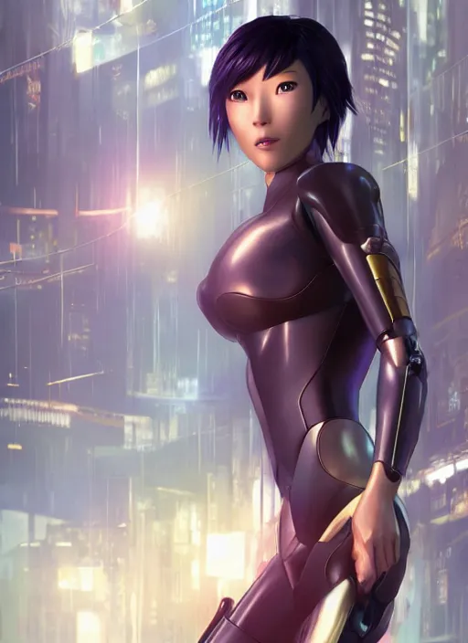 Image similar to weta disney pixar movie still portrait photo of motoko kusanagi the major ghost in the shell : : as cyborg woman by pixar : : by weta, wlop, ilya kuvshinov, rossdraws, artgerm, maxim cover, octane render, anime, octane render, 3 d, volumetric lighting, anti aliasing, raytracing : :