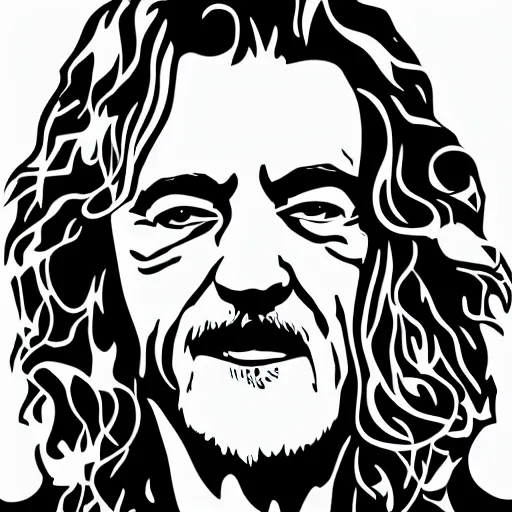 Image similar to robert plant from led zepelin singing, sticker - art, svg vector, adobe - illustrator