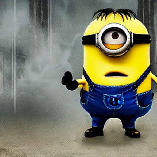Prompt: a minion is the final boss in silent hill