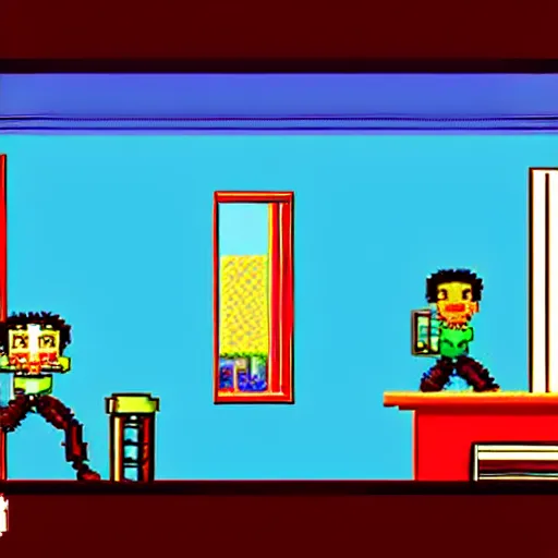 Prompt: 1 9 9 2 video game screenshot of seinfeld point and click adventure for kids