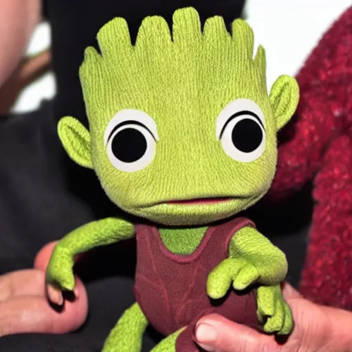 Image similar to baby groot in the muppet show