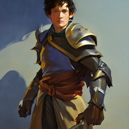 Image similar to greg manchess portrait painting of partially armored frodo beutlin as overwatch character, medium shot, asymmetrical, profile picture, organic painting, sunny day, matte painting, bold shapes, hard edges, street art, trending on artstation, by huang guangjian and gil elvgren and sachin teng