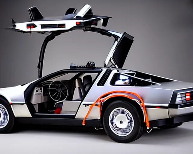 Image similar to new prototype delorean, dslr