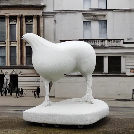 Prompt: anish kapoor sculpture, white pigeon slowly morphing into a horse