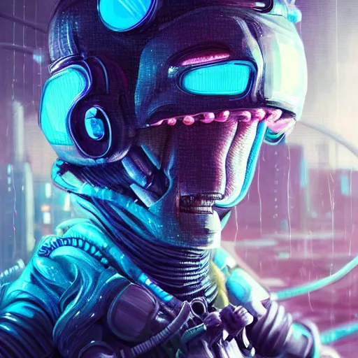 Image similar to portrait of a squid monster astronaut. full body portrait, intricate abstract. cyberpunk, intricate artwork. neon eyes, by Tooth Wu, wlop, beeple. octane render, trending on artstation, greg rutkowski very coherent symmetrical artwork. cinematic, hyper realism, high detail, octane render, 8k, minimalistic, hyperrealistic surrealism, award winning masterpiece with incredible details, a surreal vaporwave liminal space, highly detailed, trending on ArtStation