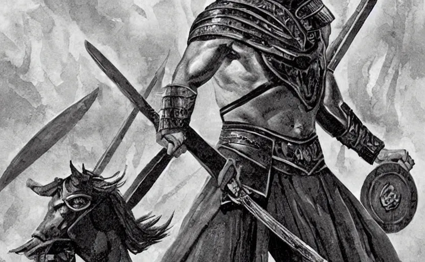Image similar to the great greek warrior achilles from the book of the long sun by gene wolfe,