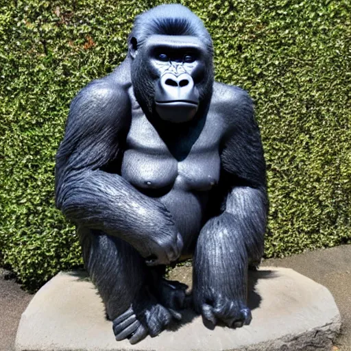 Prompt: a gorilla statue made of cut and polished diamonds
