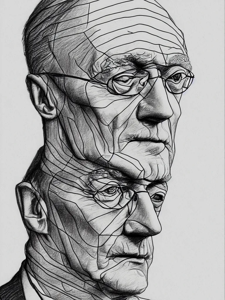 Image similar to wire lineart lines drawing of hermann hesse, bold lines, quick sketch