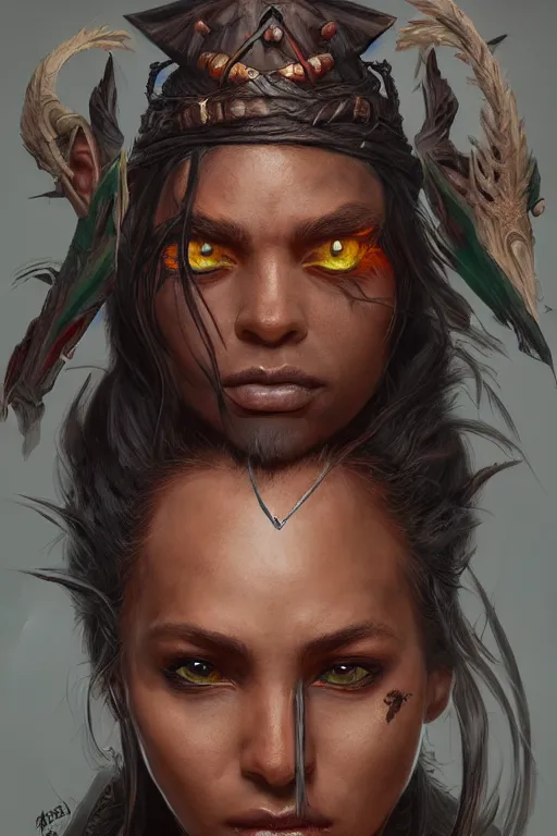 Image similar to witchdoctor, d & d, fantasy, portrait, highly detailed, headshot, digital painting, trending on artstation, concept art, sharp focus, illustration, art by artgerm and greg rutkowski and magali villeneuve