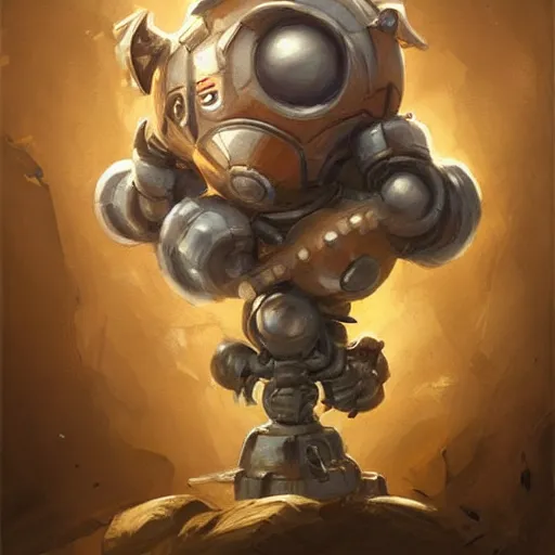 Image similar to anthropomorphic robot [ thing ], spiked, cuddly, hugging, tiny, small, short, cute and adorable, dnd character art portrait, matte fantasy painting, deviantart artstation, by jason felix by steve argyle by tyler jacobson by peter mohrbacher, cinema