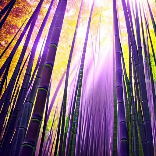 Prompt: cinematic photo of a bamboo forest, light rays, golden ratio,