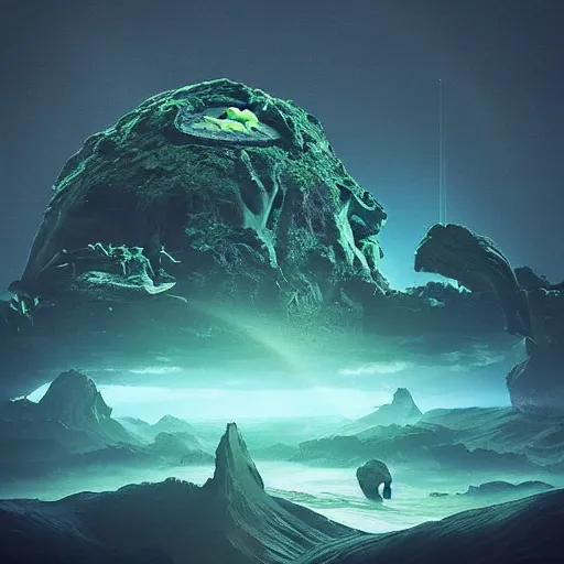 Image similar to “4k alien landscape with silicon based plants and animals”