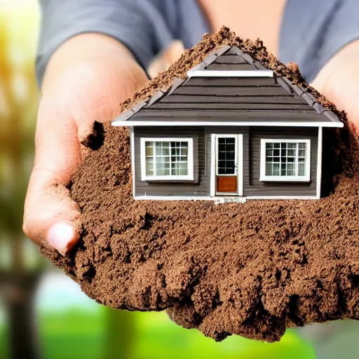 Image similar to real estate agent showing off houses made entirely of dirt