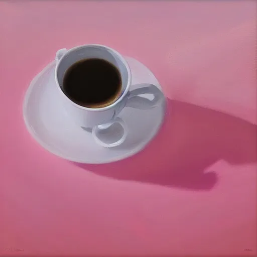 Image similar to chill coffee pink aesthetic, oil painting, pale colors, high detail, 8 k, wide angle, trending on artstation,