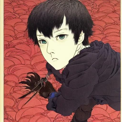 Prompt: prompt : portrait of scaveger painted in miyazaki color style drawn by katsuhiro otomo and takato yamamoto, inspired by fables, china doll face, smooth face feature, intricate oil painting, high detail, sharp high detail, manga and anime 2 0 0 0