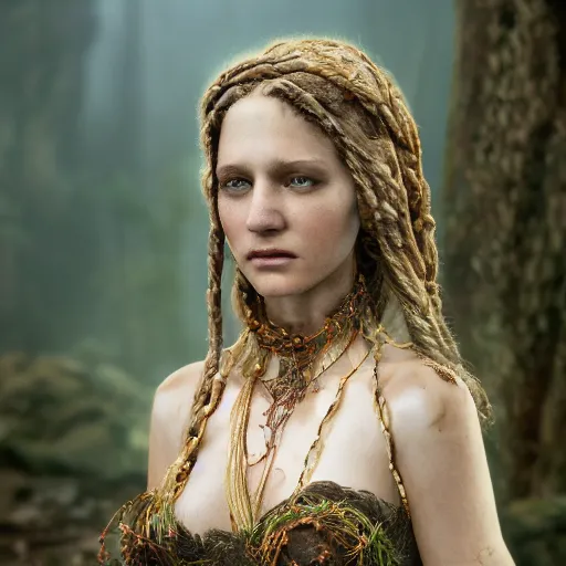 Prompt: portrait of a beautiful enchanted pagan female, depth of field, zeiss lens, detailed, symmetrical, centered, by annie leibovitz and steve mccurry, david lazar, jimmy nelsson, breathtaking, 8 k resolution, extremely detailed, beautiful, establishing shot, artistic, hyperrealistic, beautiful face, octane render