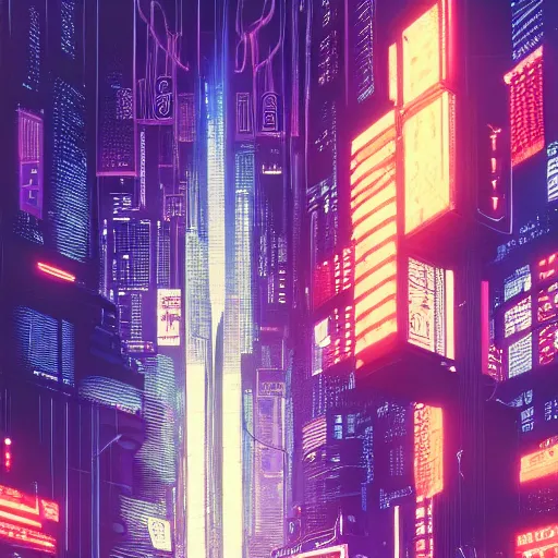 Image similar to high detailed neuromancer in a cyberpunk city at night with a torii in the background by Syd Mead, high quality, 4K, UHD, trending on ArtStation, blade runner vibes, ghost in the shell