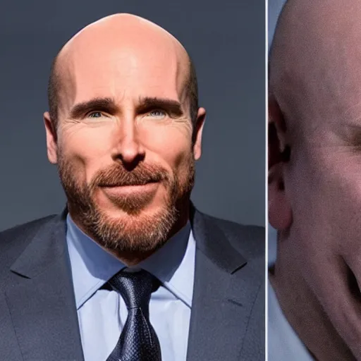 Prompt: bald christian bale as alex jones