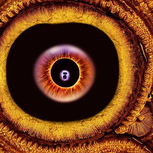 Prompt: baroque closeup of a eyeball that contain smaller eyes inside by benoit b. mandelbrot, 8 k resolution