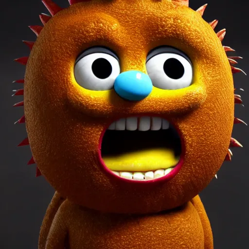 Prompt: cute anthropomorphic happy pineapple monster with big teeth and big eyes detailed character concept 3 d pixar style render 4 k
