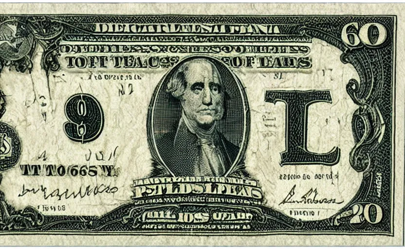 Prompt: rectangular photograph of 6 6 6 dollar u. s. currency note featuring a demonic devil