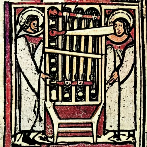 Image similar to medieval illustration of the biggest musical instrument