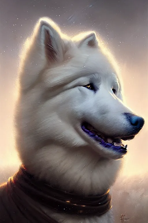 Prompt: heroic samoyed portrait by anna podedworna and greg rutkowski