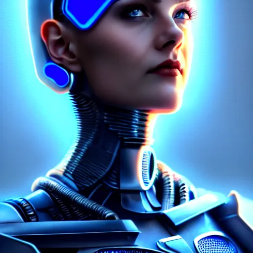 Image similar to woman in hitech armor costume with dark bobcut haircut with friendly blue eyes and slim features looking askance, cyberpunk bionics, retro - futurist style, intricate, elegant gleaming jewelry, angelic halo, highly detailed, digital painting, artstation, concept art, smooth, sharp focus, illustration, art by wlop, mars ravelo and greg rutkowski