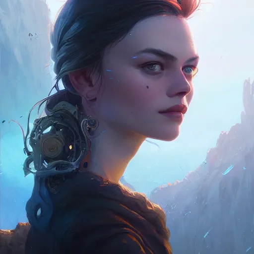 Image similar to highly detailed portrait of margo robbie, unreal engine, fantasy art by greg rutkowski, loish, rhads, ferdinand knab, makoto shinkai and lois van baarle, ilya kuvshinov, rossdraws, tom bagshaw, global illumination, radiant light, detailed and intricate environment