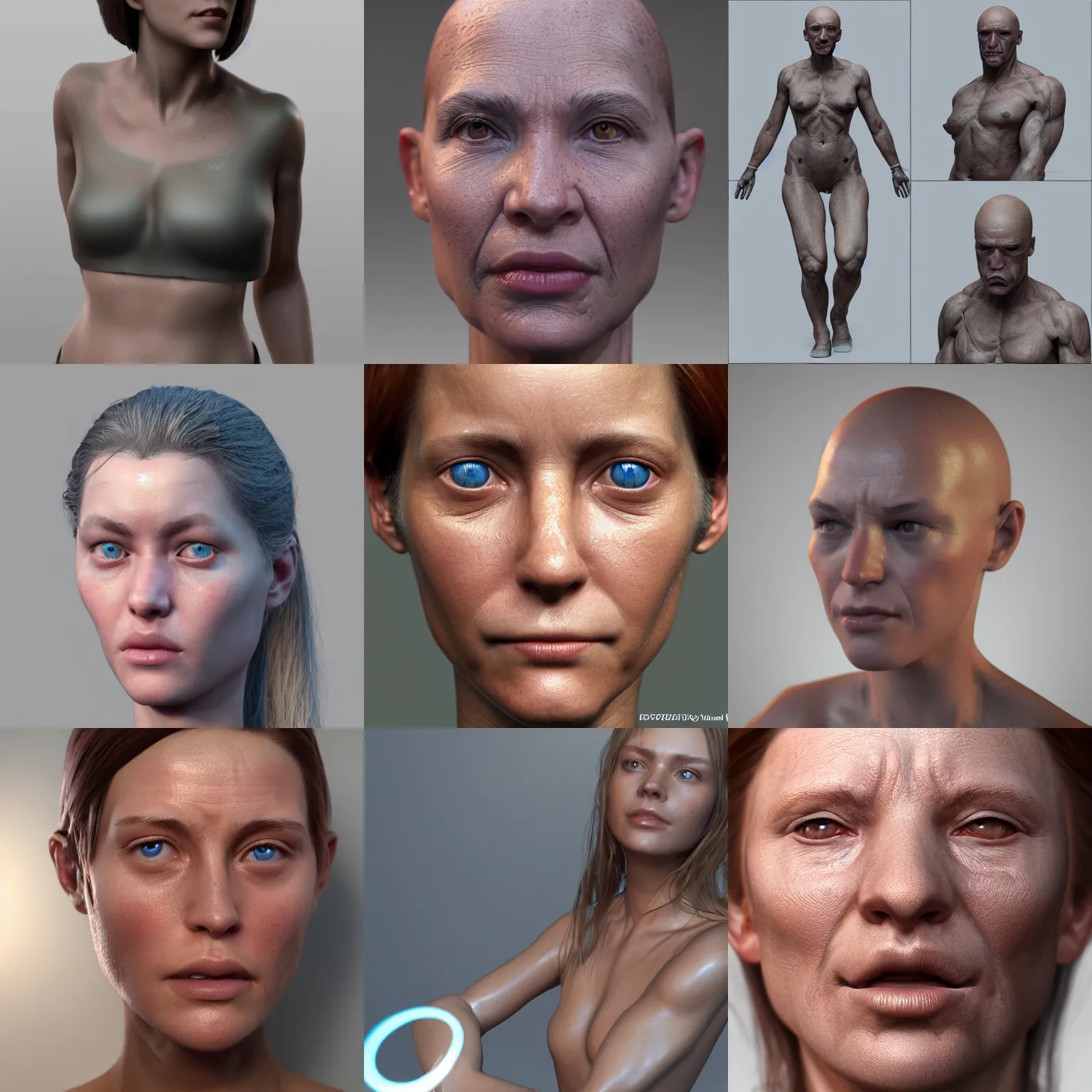 Prompt: hyper realistic human model rendered in arnold renderer, subsurface scattering, substance painter, zbrush, featured on artstation, cgsociety, showcase, realistic skin shader, unreal engine 5 lumen