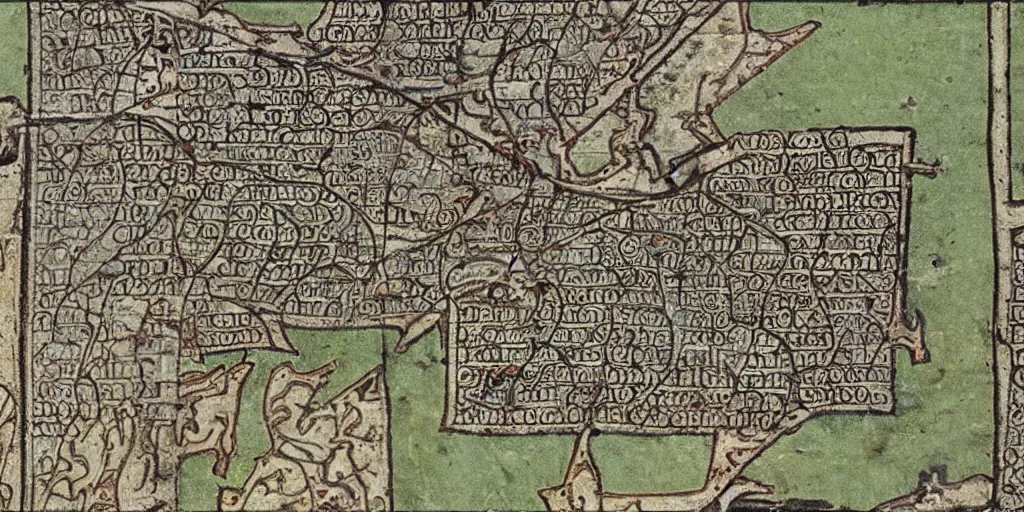 Prompt: medieval map marked as the town of yelm