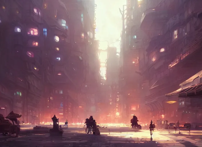 Image similar to concept art of a dieselpunk city, key visual, ambient lighting, highly detailed, digital painting, artstation, concept art, sharp focus, by makoto shinkai and akihiko yoshida and hidari and wlop