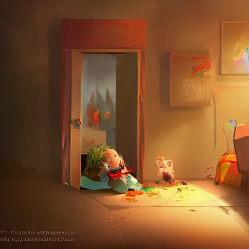 Image similar to A child discovering his room can open a portal to another dimension, digital art, trending on artstation, high details, very realistic