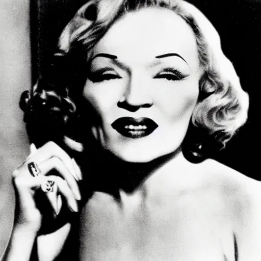 Prompt: a flat icon of marlene dietrich