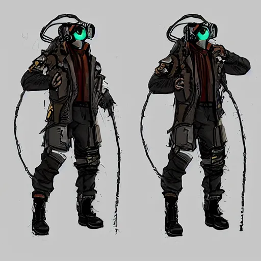 Prompt: Dangerous Hector. Buff cyberpunk mercenary wearing a cyberpunk headset, military vest, and jumpsuit. Square face. Concept art by Sherree Valintine Daines. ArtstationHQ. Creative character design for cyberpunk 2077.