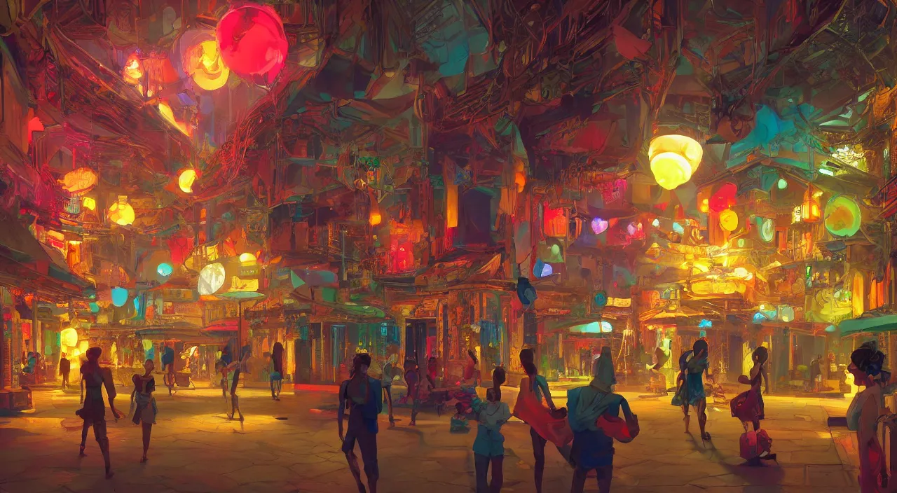 Image similar to bazaar zouk oriantal multicolorful sky shine place mosquet painting stylized digital video game icon global illumination ray tracing 8 k hd resolution, by ilya kuvshinov and cushart krentz and gilleard james