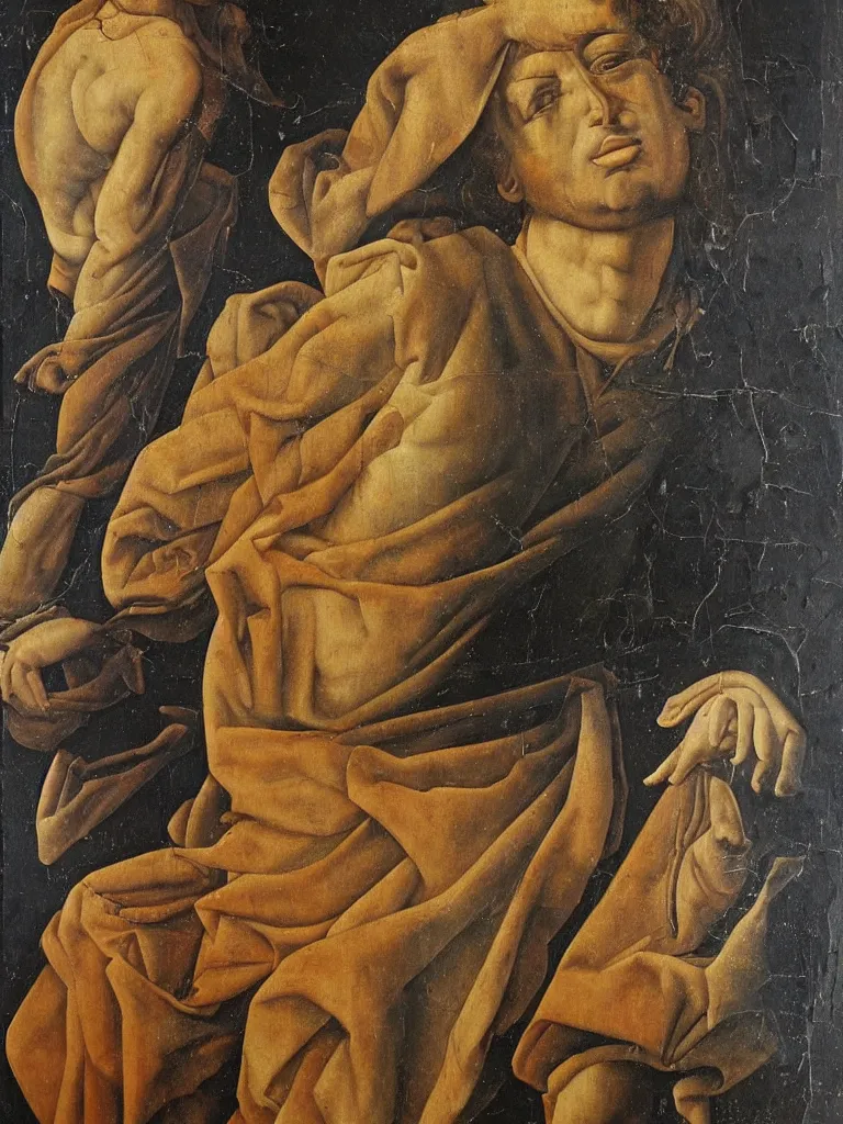 Image similar to saint roch oil painting Sandro Boticelli old master perfect preservation