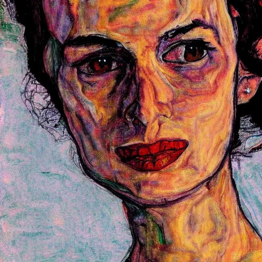 Image similar to winona Ryder in the style of egon schiele