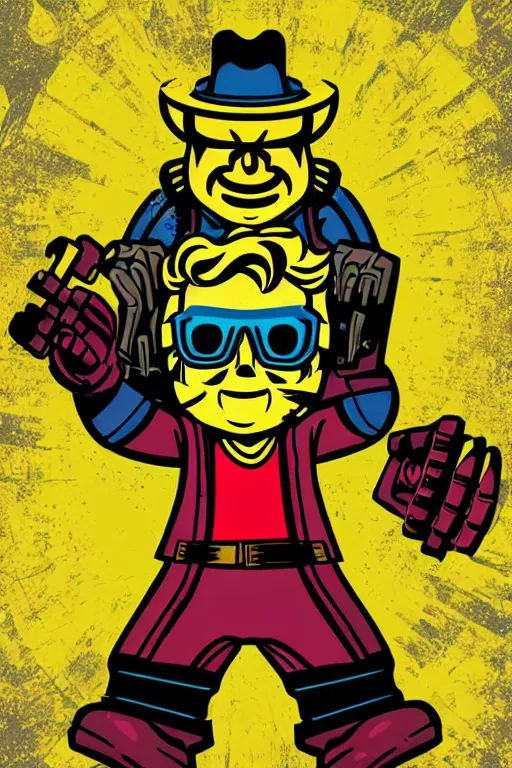 Image similar to fallout 7 6 retro futurist illustration art by butcher billy, sticker, colorful, illustration, highly detailed, simple, smooth and clean vector curves, no jagged lines, vector art, smooth andy warhol style