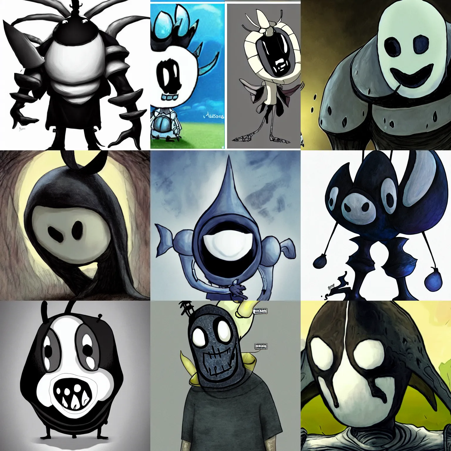Prompt: Adam Sandler as Hollow Knight (2017), realistic caricature