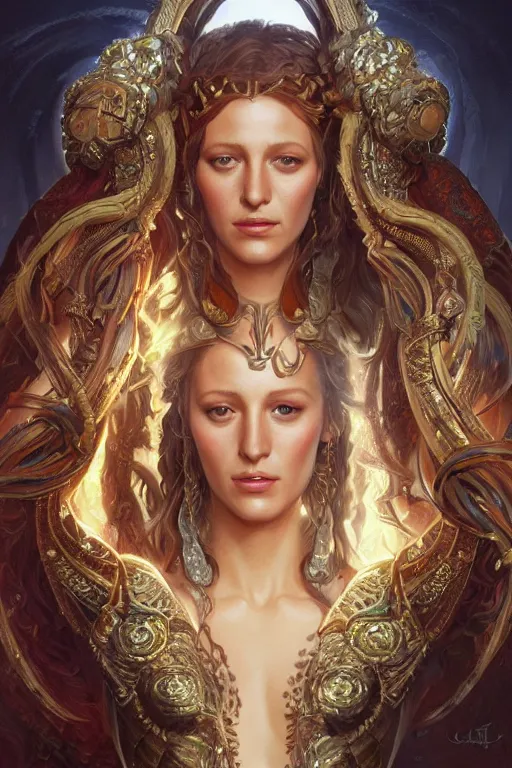 Image similar to ultra realistic illustration, blake lively as hera from baldurs gate and diablo, intricate, elegant, highly detailed, digital painting, artstation, concept art, smooth, sharp focus, illustration, art by artgerm and greg rutkowski and alphonse mucha